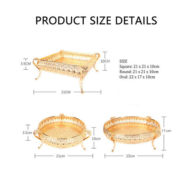 Luksusowa metalowa taca w stylu europejskim do dekoracji domu z uchwytem na przekąski i organizatorem biżuterii - Wianko - 1