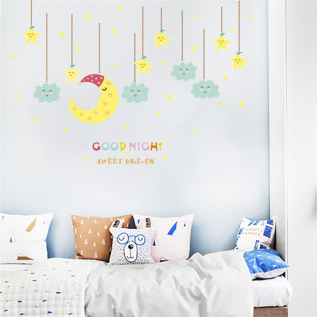 Naklejki ścienne - Sen księżyc chmura gwiazda: dekoracyjne cytaty na sypialnię dziecięcą - Wianko - 2