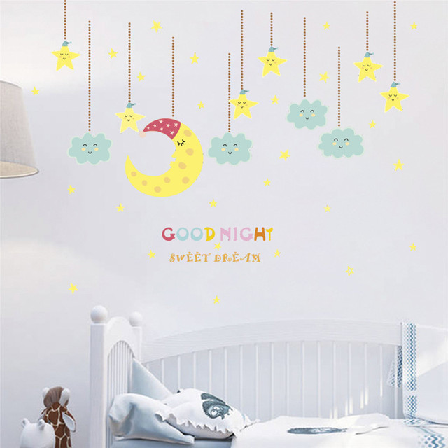 Naklejki ścienne - Sen księżyc chmura gwiazda: dekoracyjne cytaty na sypialnię dziecięcą - Wianko - 1