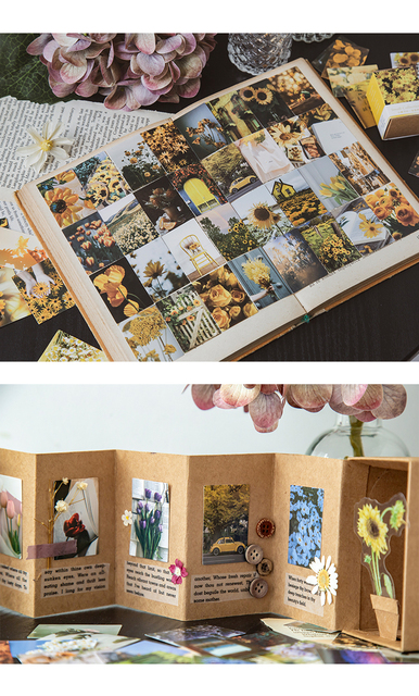 100 sztuk Retro Vintage naklejki z roślinami i kwiatami do scrapbookingu i tworzenia kartek DIY - Wianko - 17