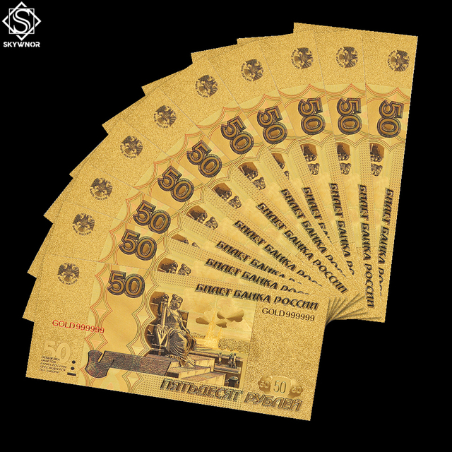 Pamiątka - Rosyjski złoty banknot 50 rubli - zestaw 10 sztuk - replika pieniądze - kolekcjonerskie - Wianko - 7