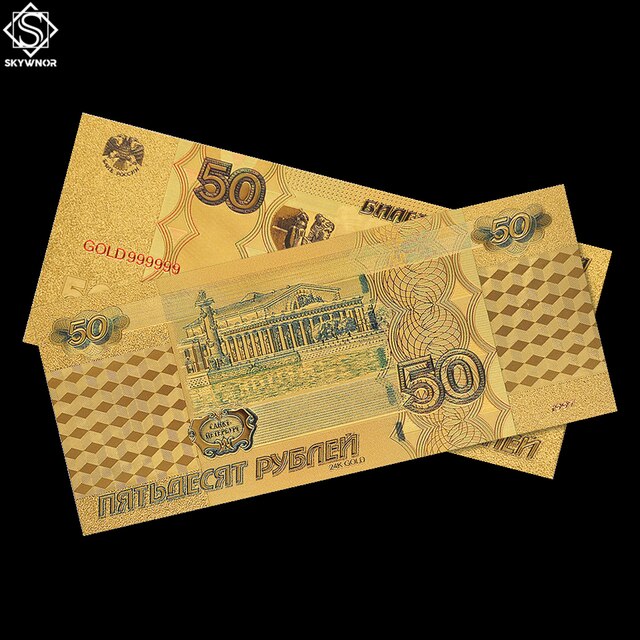 Pamiątka - Rosyjski złoty banknot 50 rubli - zestaw 10 sztuk - replika pieniądze - kolekcjonerskie - Wianko - 9