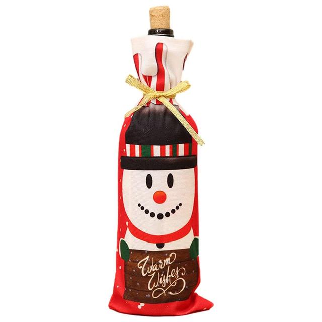 Zestaw pokrowców na butelki wina z motywem świątecznym - idealne dekoracje na imprezę bożonarodzeniową w domu i hotelu - Wianko - 1
