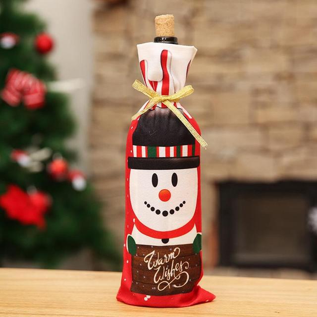 Zestaw pokrowców na butelki wina z motywem świątecznym - idealne dekoracje na imprezę bożonarodzeniową w domu i hotelu - Wianko - 8