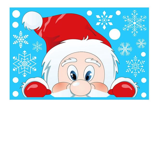 Naklejka ścienno-okienno-dekoracyjna ze świętym Mikołajem, łosiem i płatkami śniegu - Boże Narodzenie 2022 - Wianko - 12