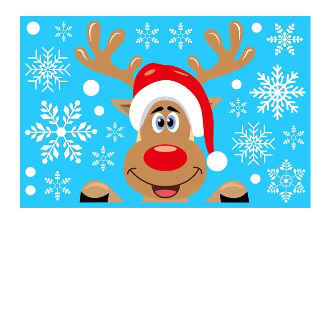 Naklejka ścienno-okienno-dekoracyjna ze świętym Mikołajem, łosiem i płatkami śniegu - Boże Narodzenie 2022 - Wianko - 6