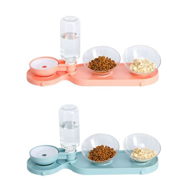 Podwójne miski podajnik wody i miska na karmę dla małych psów i kotów - Wianko - 3