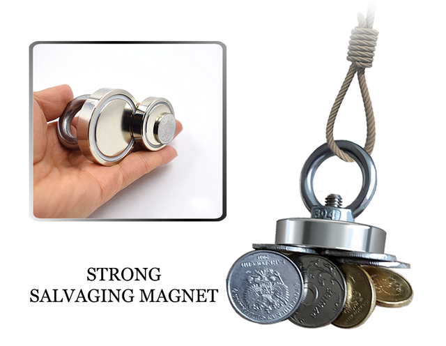 Magnes neodymowy do wędkowania z mocnym, okrągłym uchwytem magnetycznym i śrubą oczkową - Wianko - 6