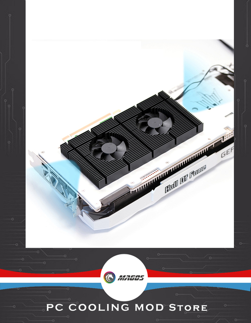 Chłodzenie wodą GPU Panel aluminiowy + podwójny wentylator PWM Cooler + Radiator pamięci dla kart graficznych RTX 3090 3080 3070 Series - Wianko - 17