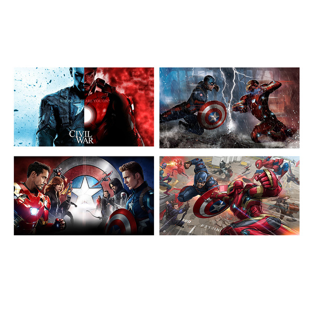 Płótno artystyczne Marvel Superhero - kapitan Ameryka i Iron Man War Wall, idealne do dekoracji sypialni i salonu - Wianko - 3