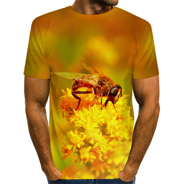 Koszulka dziecięca 3D Swirl z motywem małego zwierzątka owada pszczoły - rozmiar 4-13Y, czysty plaster miodu, Florial druk - dla chłopców i dziewczynek, letni T-Shirt dziecięcy - Wianko - 18