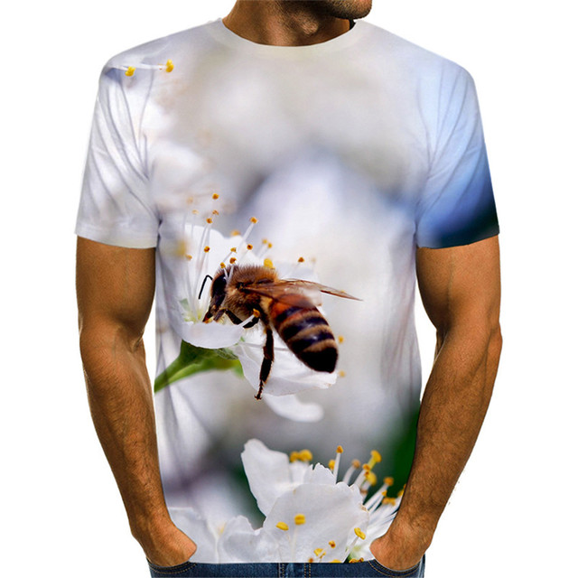 Koszulka dziecięca 3D Swirl z motywem małego zwierzątka owada pszczoły - rozmiar 4-13Y, czysty plaster miodu, Florial druk - dla chłopców i dziewczynek, letni T-Shirt dziecięcy - Wianko - 16