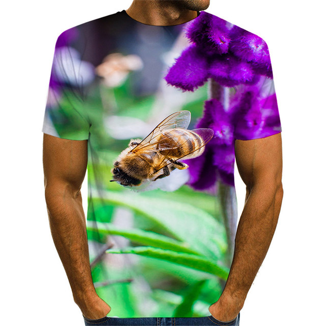 Koszulka dziecięca 3D Swirl z motywem małego zwierzątka owada pszczoły - rozmiar 4-13Y, czysty plaster miodu, Florial druk - dla chłopców i dziewczynek, letni T-Shirt dziecięcy - Wianko - 9