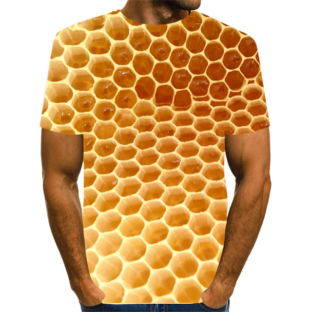 Koszulka dziecięca 3D Swirl z motywem małego zwierzątka owada pszczoły - rozmiar 4-13Y, czysty plaster miodu, Florial druk - dla chłopców i dziewczynek, letni T-Shirt dziecięcy - Wianko - 21