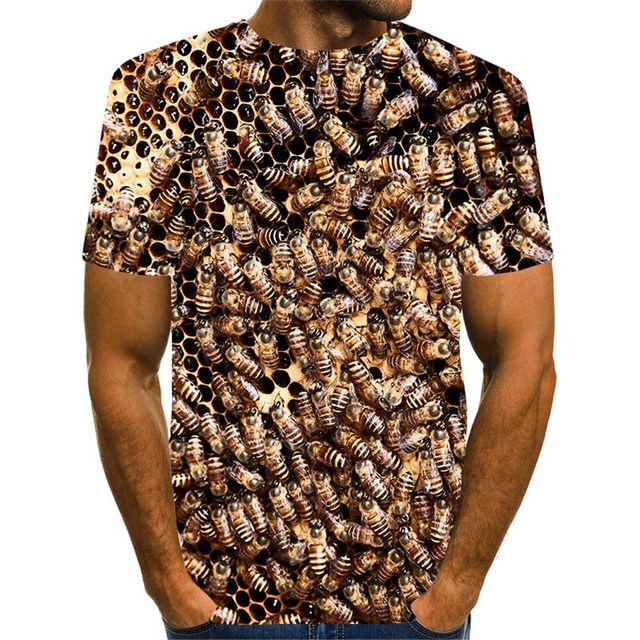 Koszulka dziecięca 3D Swirl z motywem małego zwierzątka owada pszczoły - rozmiar 4-13Y, czysty plaster miodu, Florial druk - dla chłopców i dziewczynek, letni T-Shirt dziecięcy - Wianko - 8