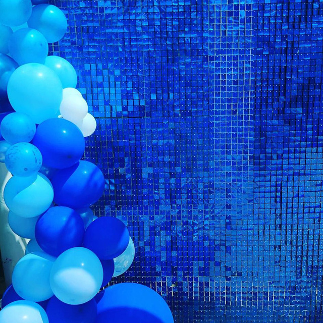 Panel dekoracyjny z cekinami ślubno-urodzinowym tłem o opalizującym odcieniu niebieskim - Wianko - 38