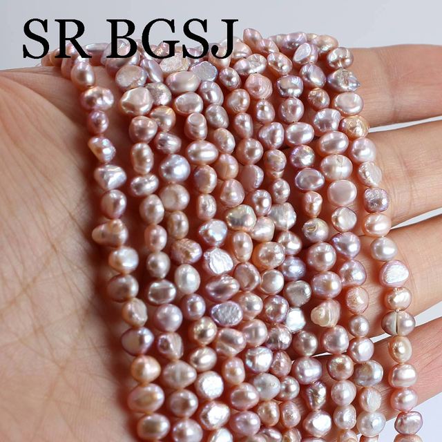 Naturalna perła słodkowodna fioletowego barokowego ziemniaka, 5-6mm, inteligentna biżuteria DIY, mini 14 cali - Wianko - 5
