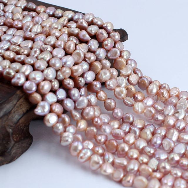 Naturalna perła słodkowodna fioletowego barokowego ziemniaka, 5-6mm, inteligentna biżuteria DIY, mini 14 cali - Wianko - 1