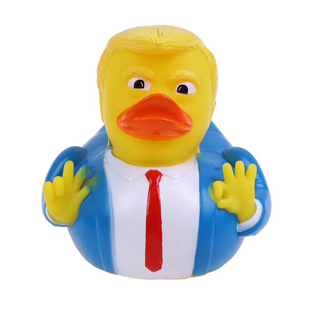Gumowa kaczka Trump - nowa kreskówka - prysznic, wanna, pływająca na wodzie - prezydent USA - zabawka wodna dla dziecka - kąpiel - Wianko - 4
