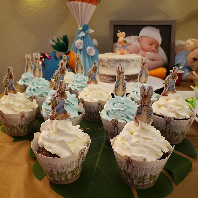 Dekoracja Cupcake Topper Wielkanoc - Królik Zając - 24 szt - Wianko - 3