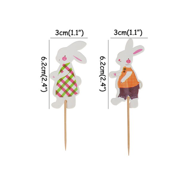 Dekoracja Cupcake Topper Wielkanoc - Królik Zając - 24 szt - Wianko - 10