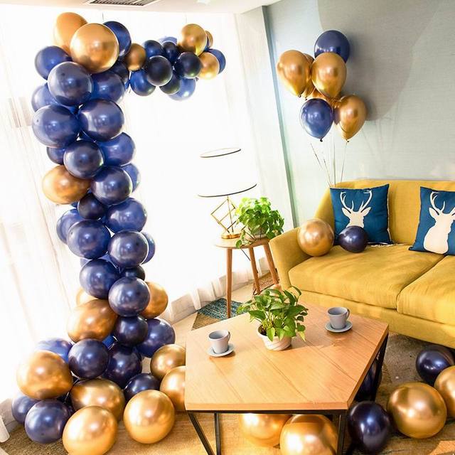 10 calowy ciemnoniebieski balon oraz 12 calowa niebieska foliowa gwiazda serce - dekoracje urodzinowe, weselne, walentynkowe, dmuchana piłka - sklep internetowy - Wianko - 8