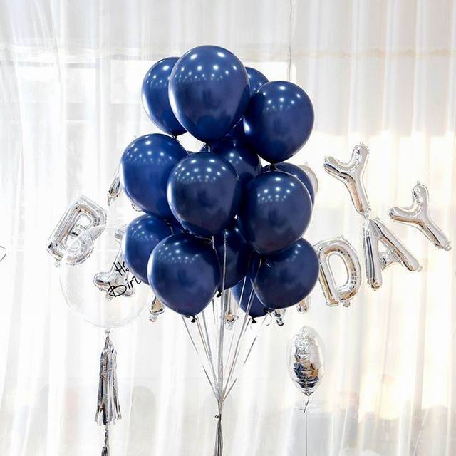 10 calowy ciemnoniebieski balon oraz 12 calowa niebieska foliowa gwiazda serce - dekoracje urodzinowe, weselne, walentynkowe, dmuchana piłka - sklep internetowy - Wianko - 5