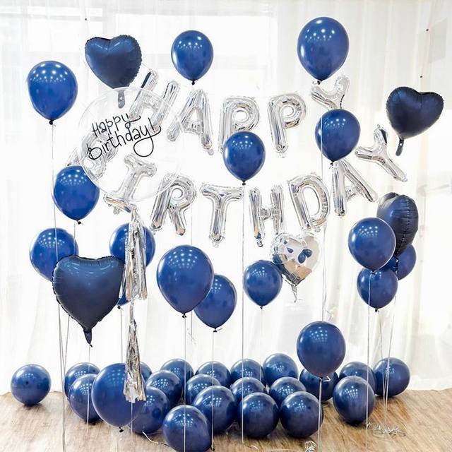 10 calowy ciemnoniebieski balon oraz 12 calowa niebieska foliowa gwiazda serce - dekoracje urodzinowe, weselne, walentynkowe, dmuchana piłka - sklep internetowy - Wianko - 2