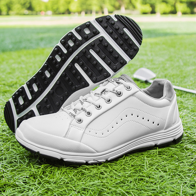 Człowiek Spikeless buty golfowe nowe oryginały Golf trampki mężczyźni profesjonalne buty sportowe dla Golf szkolenia but do chodzenia skóra Golf - Wianko - 2