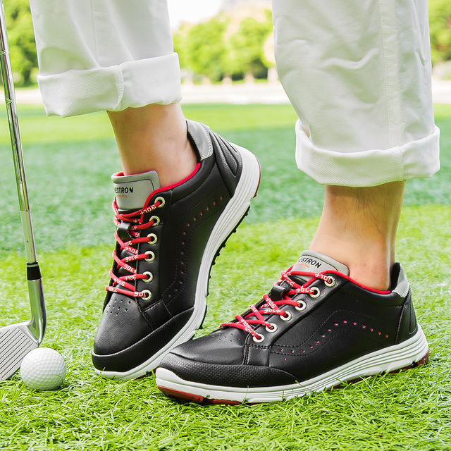 Człowiek Spikeless buty golfowe nowe oryginały Golf trampki mężczyźni profesjonalne buty sportowe dla Golf szkolenia but do chodzenia skóra Golf - Wianko - 12