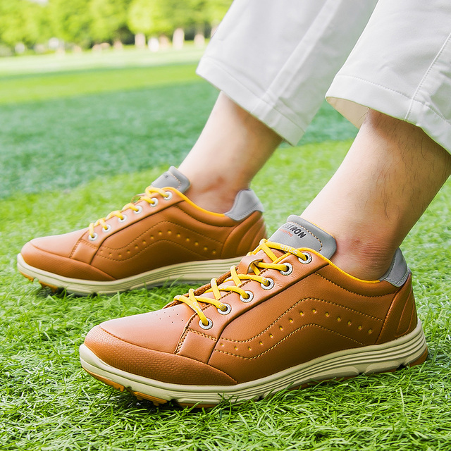 Człowiek Spikeless buty golfowe nowe oryginały Golf trampki mężczyźni profesjonalne buty sportowe dla Golf szkolenia but do chodzenia skóra Golf - Wianko - 15