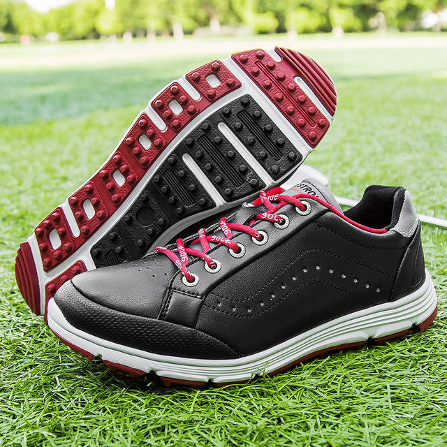 Człowiek Spikeless buty golfowe nowe oryginały Golf trampki mężczyźni profesjonalne buty sportowe dla Golf szkolenia but do chodzenia skóra Golf - Wianko - 4