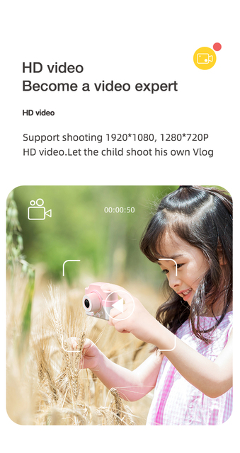 Zabawkowy aparat cyfrowy z podwójnym aparatem Cartoon HD o 48 MPx, kamerą wideo i ekranem dotykowym - idealny prezent bożonarodzeniowy dla dzieci - Wianko - 6