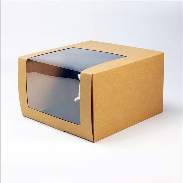 Duże pudełko pakowe z okienkiem - 10 sztuk (czarne/czerwone) do pakowania kapeluszy, ciast i cukierków - Wianko - 2