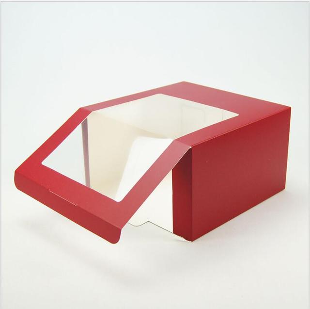 Duże pudełko pakowe z okienkiem - 10 sztuk (czarne/czerwone) do pakowania kapeluszy, ciast i cukierków - Wianko - 6