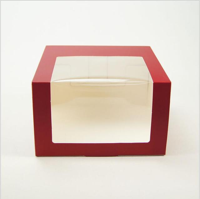 Duże pudełko pakowe z okienkiem - 10 sztuk (czarne/czerwone) do pakowania kapeluszy, ciast i cukierków - Wianko - 7