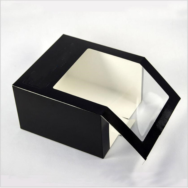 Duże pudełko pakowe z okienkiem - 10 sztuk (czarne/czerwone) do pakowania kapeluszy, ciast i cukierków - Wianko - 4