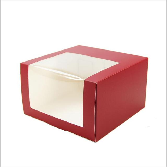 Duże pudełko pakowe z okienkiem - 10 sztuk (czarne/czerwone) do pakowania kapeluszy, ciast i cukierków - Wianko - 9