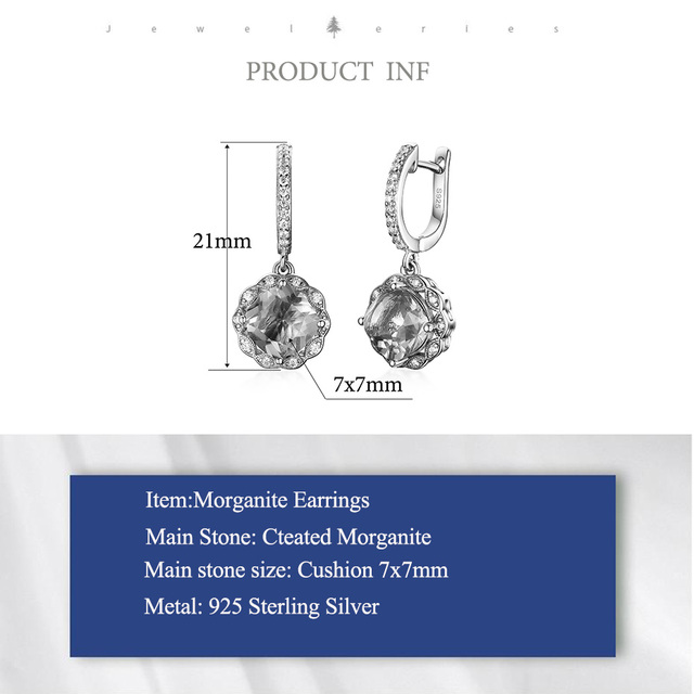 Klipsy na uszy Morganite - 925 srebro w kolorze różowym - Nowość 2020 - Biżuteria z kamieni szlachetnych - Wianko - 3