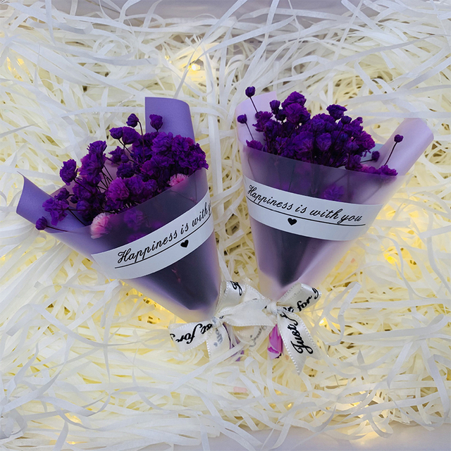 Bukiet Gwieździste Niebo - Mini bukiet suszonych kwiatów do dekoracji ślubnych, walentynkowych prezentów i świątecznych ozdób - Róża ręcznie robiona z naturalnych suszonych kwiatów - Wianko - 5
