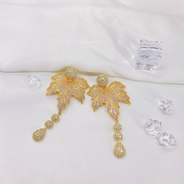 Kolczyki wiszące z cyrkoniami o kształcie kokosa - luksusowa biżuteria wieczorowa i wieczorowe akcesoria mody - Wianko - 5