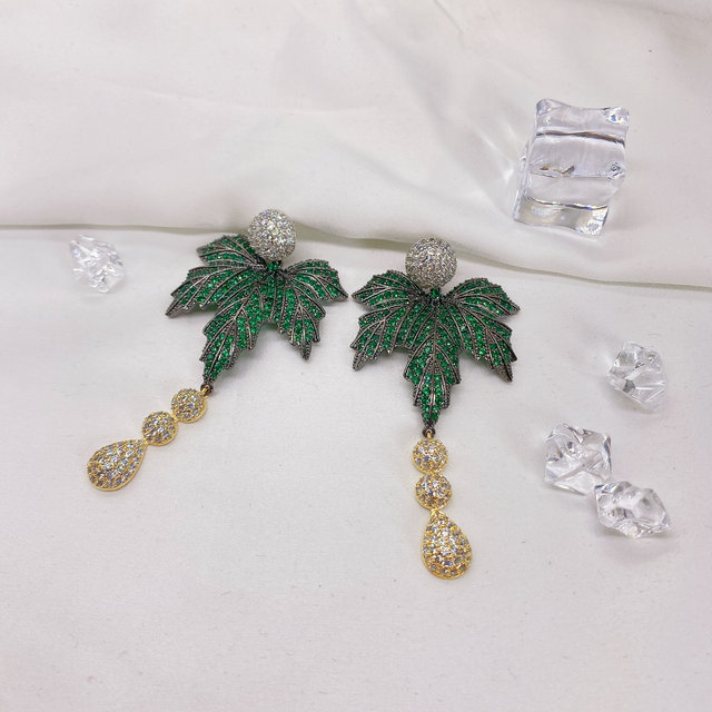 Kolczyki wiszące z cyrkoniami o kształcie kokosa - luksusowa biżuteria wieczorowa i wieczorowe akcesoria mody - Wianko - 4