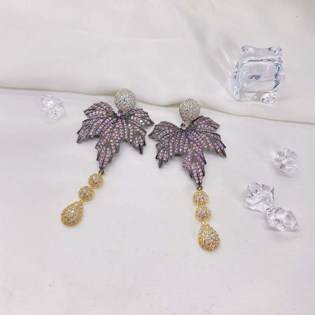 Kolczyki wiszące z cyrkoniami o kształcie kokosa - luksusowa biżuteria wieczorowa i wieczorowe akcesoria mody - Wianko - 3