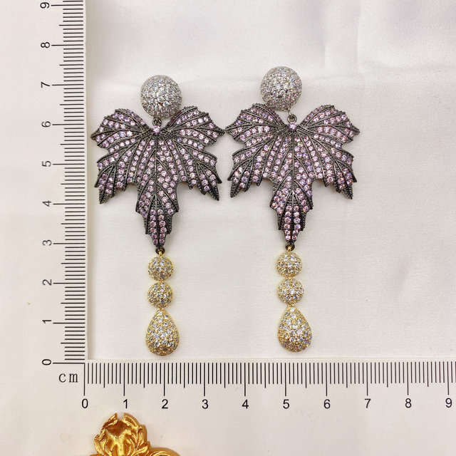 Kolczyki wiszące z cyrkoniami o kształcie kokosa - luksusowa biżuteria wieczorowa i wieczorowe akcesoria mody - Wianko - 7