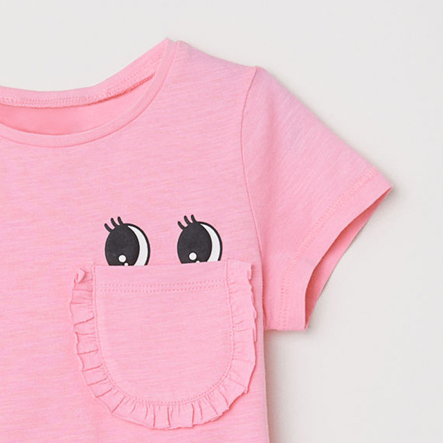 Little Maven Dzieci 2021 Letnia Koszulka T-Shirt Dziewczynka 2-7 Lat Różowa Bawełna Z Kieszenią - Wianko - 12