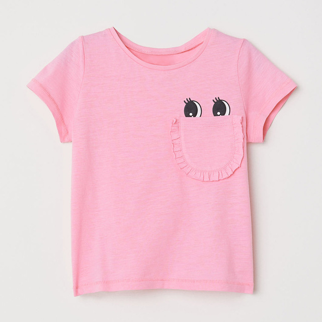 Little Maven Dzieci 2021 Letnia Koszulka T-Shirt Dziewczynka 2-7 Lat Różowa Bawełna Z Kieszenią - Wianko - 11