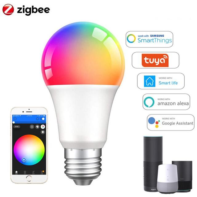 Inteligentna żarówka Tuya Zigbee WiFi z możliwością zmiany koloru LED, 12W/15W, E27, kompatybilna z Alexa i Google Home - Wianko - 3