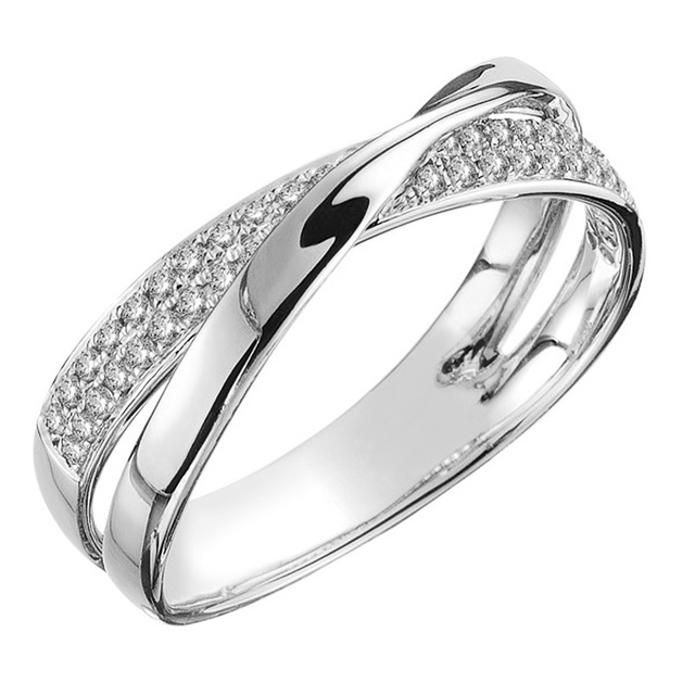Nowoczesny pierścionek krzyż X kształt dwutonowy dla kobiet z olśniewającym kamieniem CZ - Trend 2021 - Wianko - 2