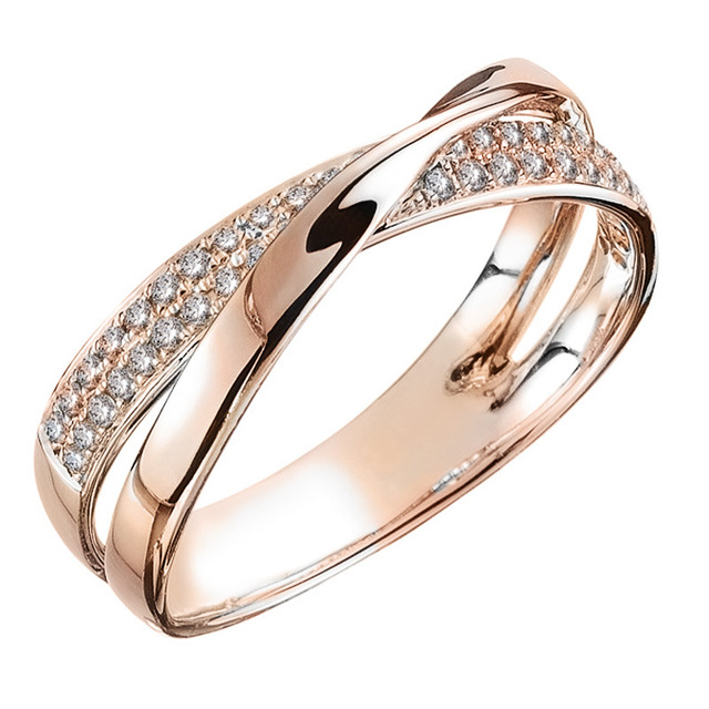 Nowoczesny pierścionek krzyż X kształt dwutonowy dla kobiet z olśniewającym kamieniem CZ - Trend 2021 - Wianko - 3