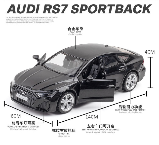 Nowy model samochodu Audi A7 Fastback w skali 1:32 - metalowy pojazd dla dzieci, idealny na prezent urodzinowy dla chłopców - Wianko - 4